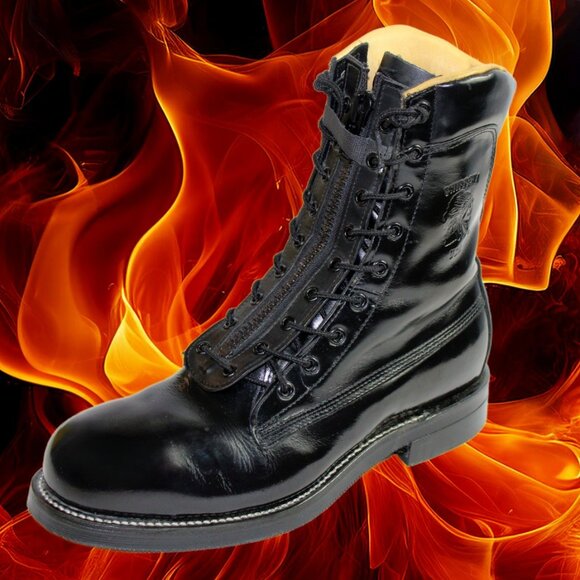 Chippewa 20242 Gloss Black Steel Toe Leather Street Warrior Trooper Boot, Size 9 - Picture 1 of 12